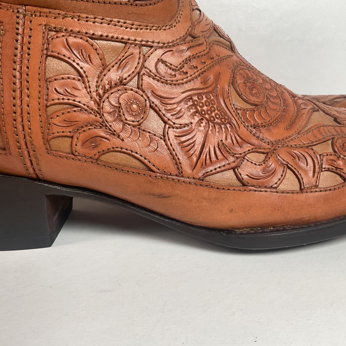 Cock of The Walk Cowboy Boots 12.5 Hand Tooled Carrie Cameron Designs