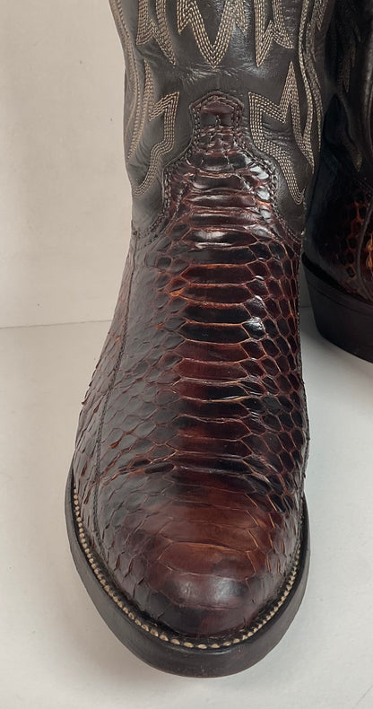 Vintage Texas Imperial Cowboy Boots 9.5 D Python Snakeskin Back Cut