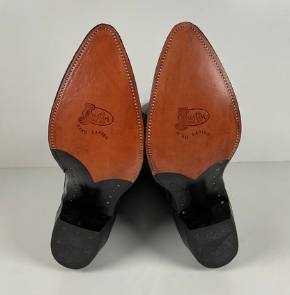 Vintage Justin Algonquin Toe Cowboy Boots | Royal Blue | Patent Leather | 12 EE