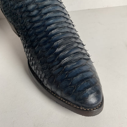 Vintage Nocona Python Snakeskin Cowboy Boots | USA Made | Royal Blue | 9 EE