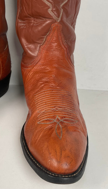 Vintage Tony Lama Smooth Ostrich Cowboy Boots | 1970s | Gold Label | Men’s 12 B