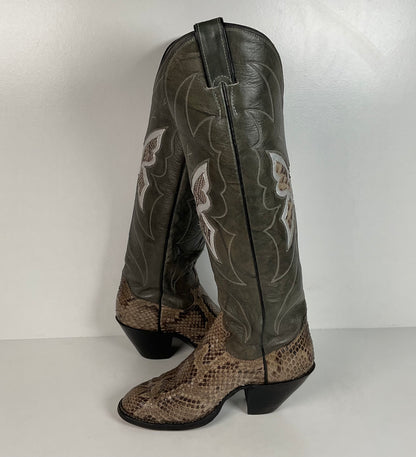 Vintage Justin Butterfly Cowgirl Boots | Snakeskin Inlay | USA Made | Women’s 5 B