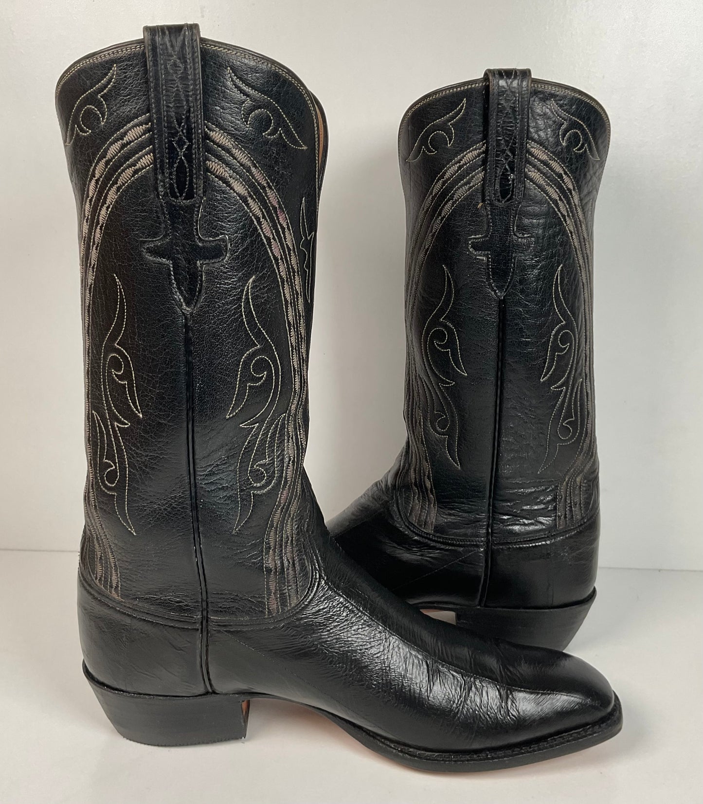 Lucchese San Antonio Exotic Eel Cowboy Boots 9 B Vintage French Toe