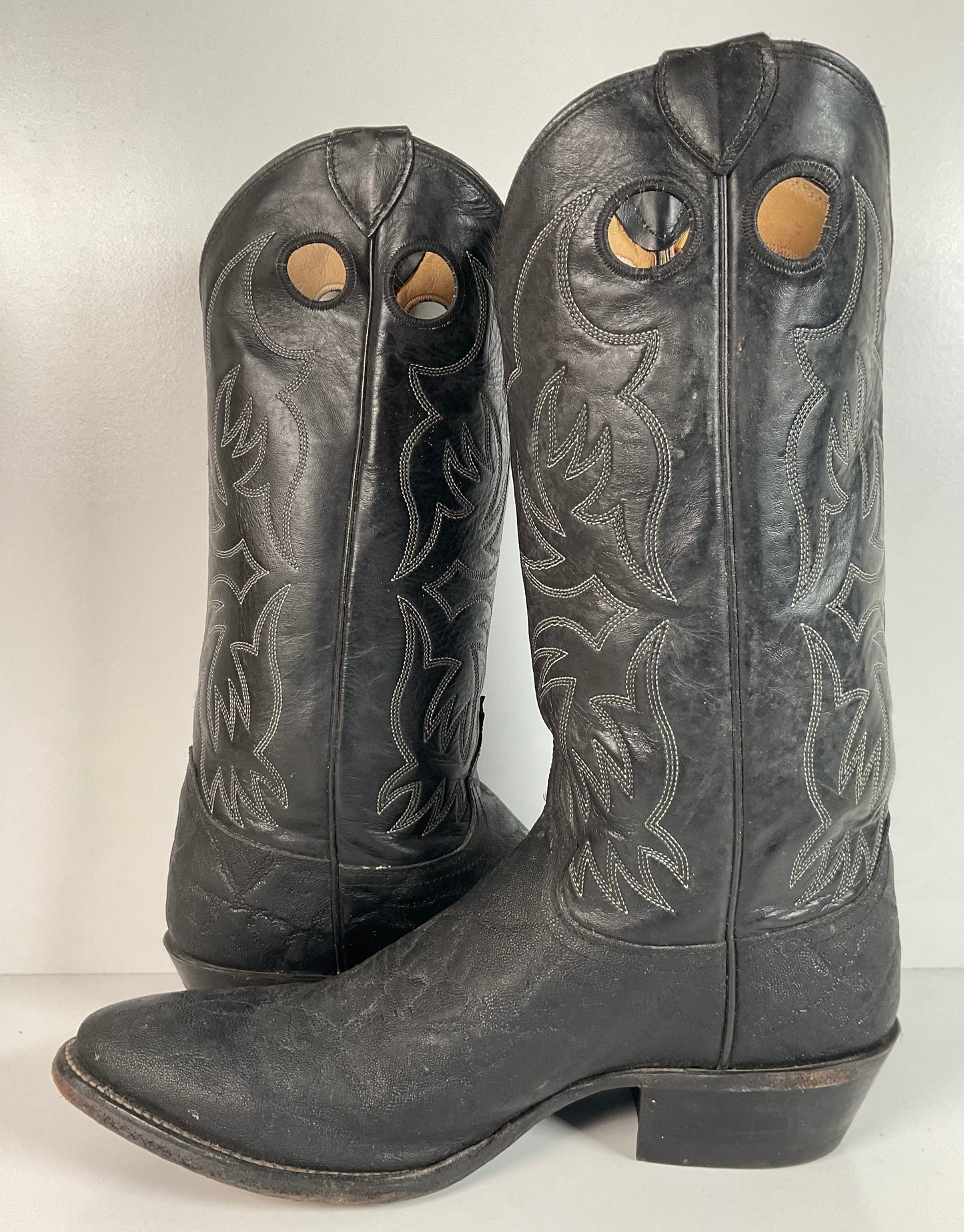 Justin Faux Elephant Print On Cowhide Buckaroo Cowboy Boots 10 D Punchy