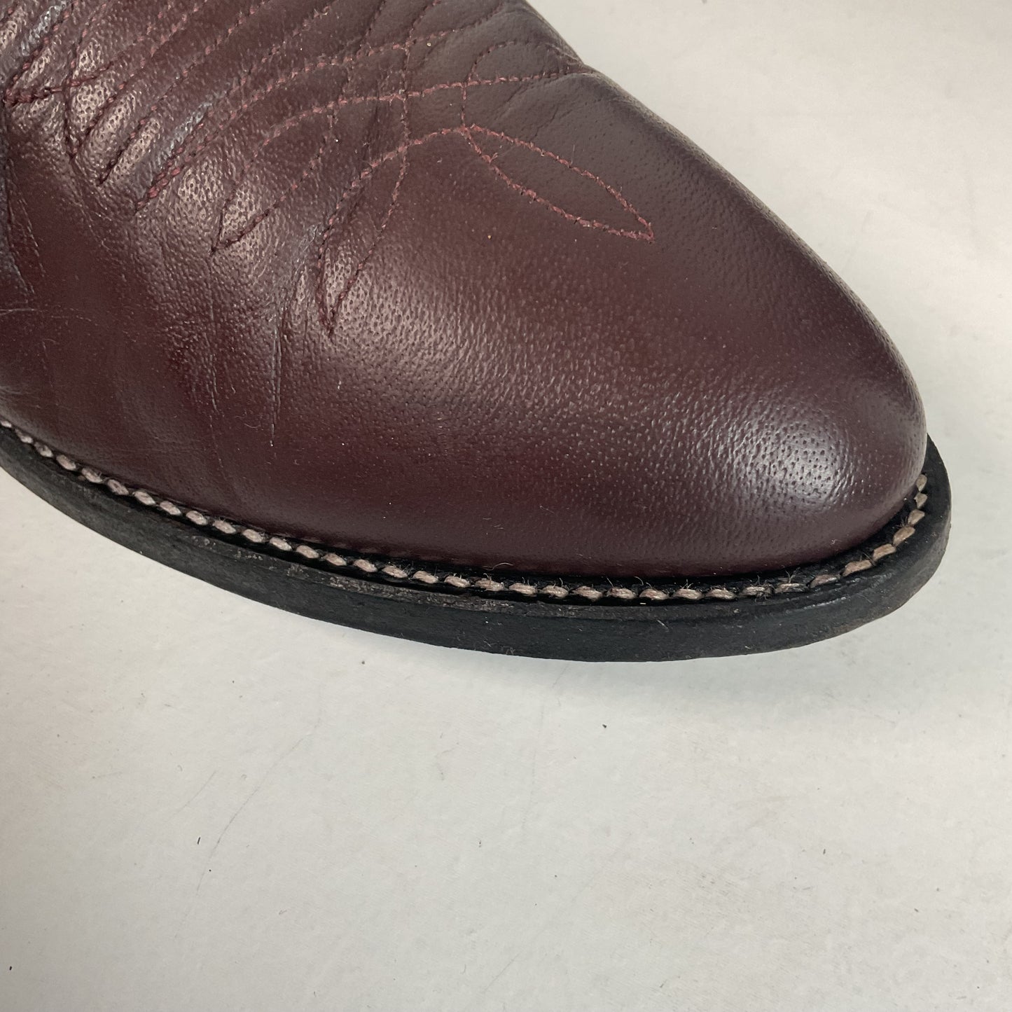 Vintage Nocona Burgundy Boar Cowboy Boots 10.5 D USA Made Wild Pig Skin