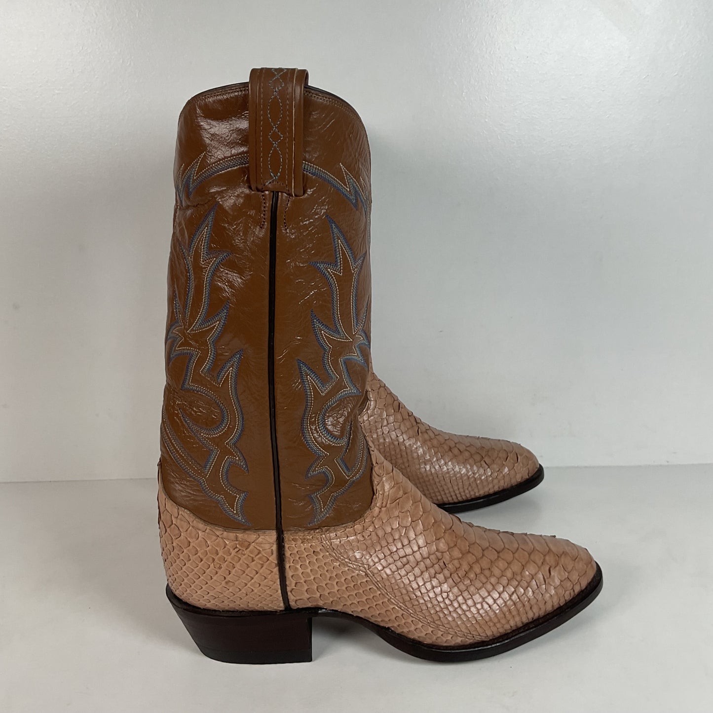Vintage Tony Lama Python Cowboy Boots | Snakeskin | Gold Label | 10.5 D
