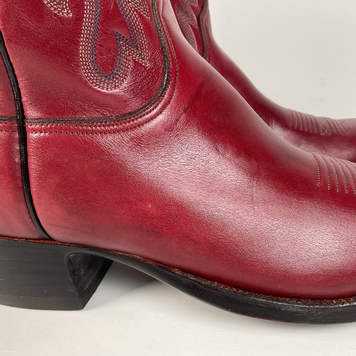 Vintage Lucchese San Antonio Cowboy Boots | Burgundy | Men’s 9 D