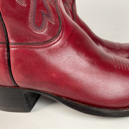 Vintage Lucchese San Antonio Cowboy Boots | Burgundy | Men’s 9 D