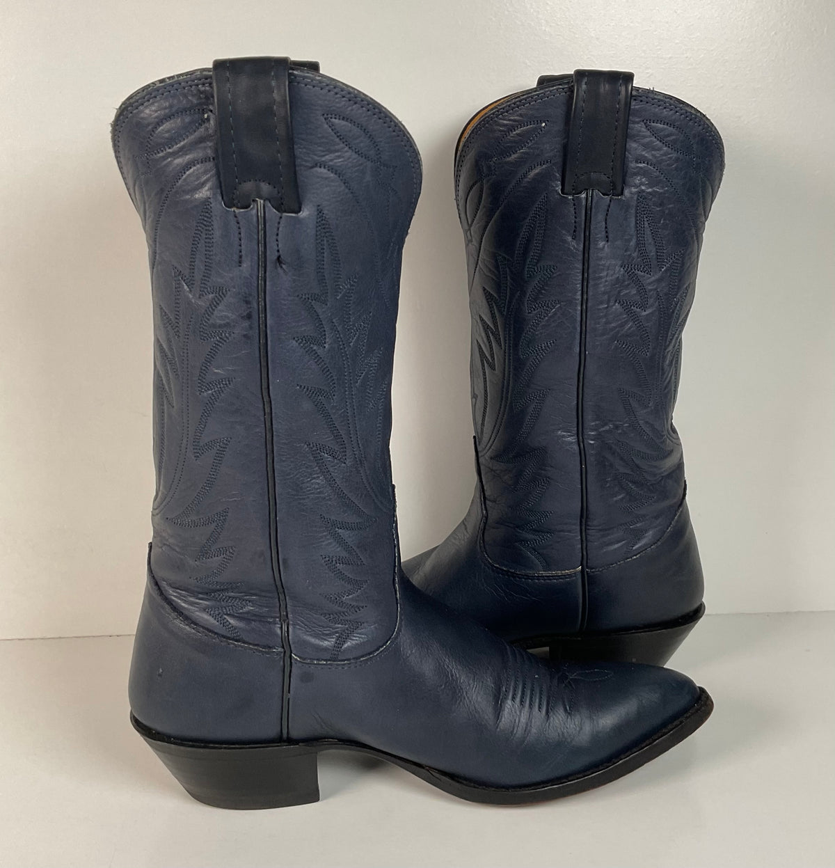 Vintage Nocona Deertan Cowboy Boots | USA Made | Blue | Men’s 7.5 | Women’s 8.5