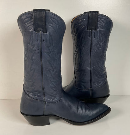 Vintage Nocona Deertan Cowboy Boots | USA Made | Blue | Men’s 7.5 | Women’s 8.5