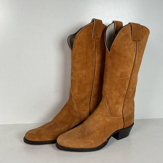Olathe Full Rough Out Suede Cowboy Boots | USA Made | Men’s 9 B | Women’s 10