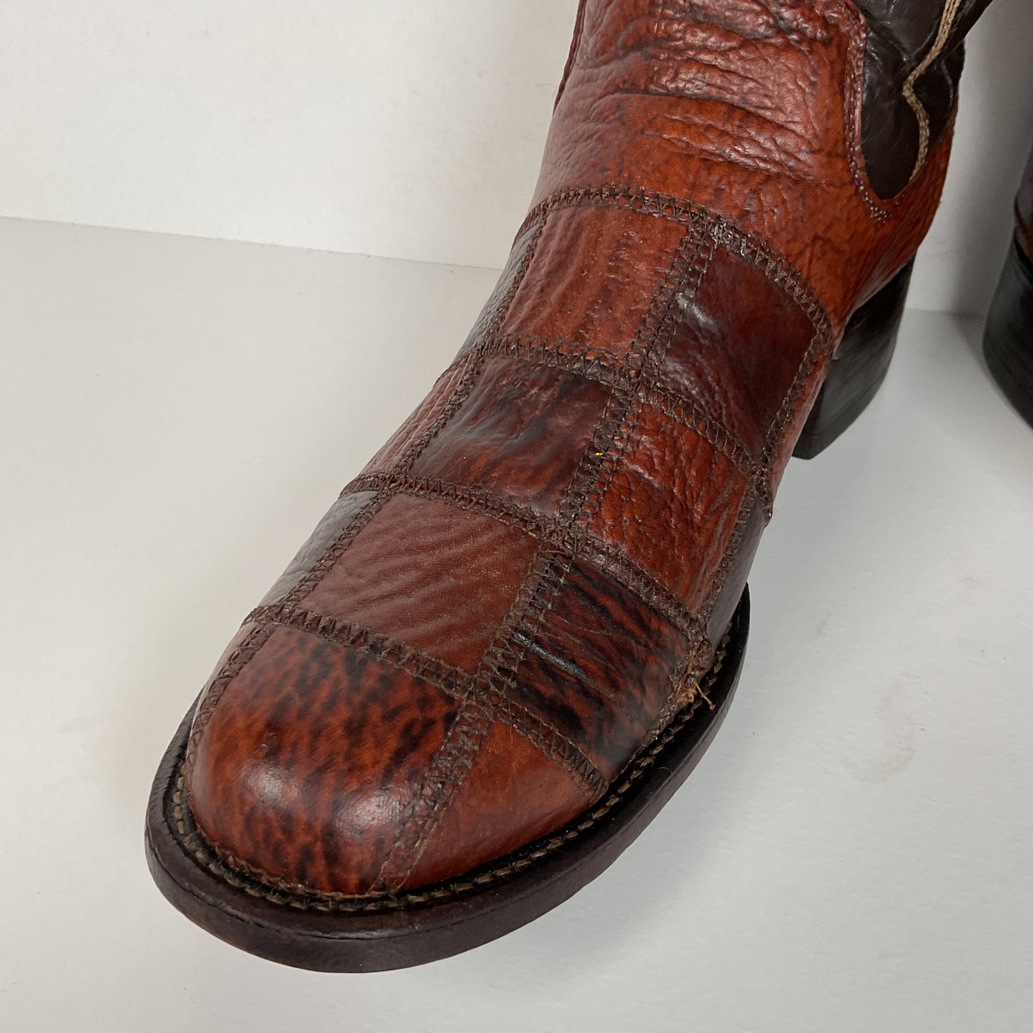 Vintage Sanders Shark Patchwork Cowboy Boots | Exotic | Extra Narrow | 11.5 AA