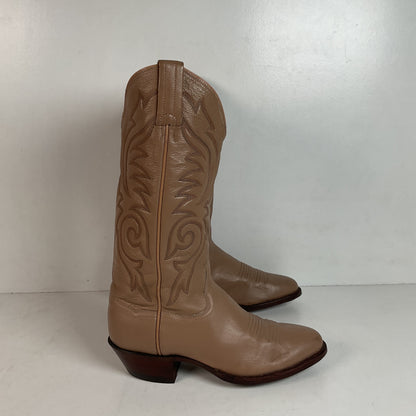 Vintage Panhandle Slim Beige Cowgirl Boots 6.5 B Handcrafted
