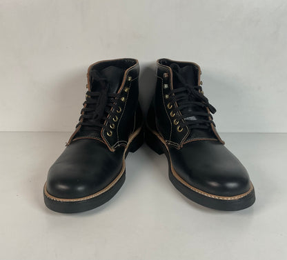 Vintage Men’s Black Leather Ankle Boots Size 9 Plain Toe 1960s