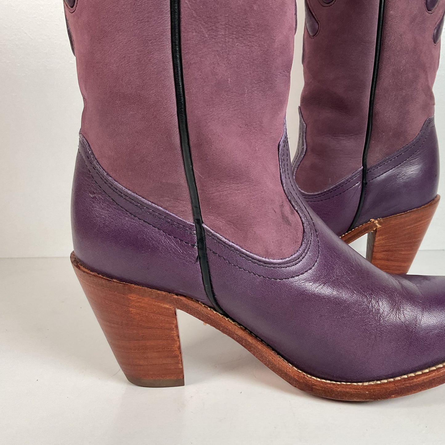 Vintage Frye Cowgirl Boots | Bear Claw | Purple | USA Made | Women’s 6.5 B
