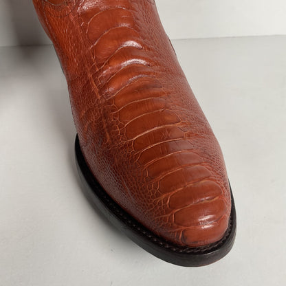 Vintage Longhorn Ostrich Leg Cowboy Boots | Exotic | Tooled Inlays | Men’s 13 D