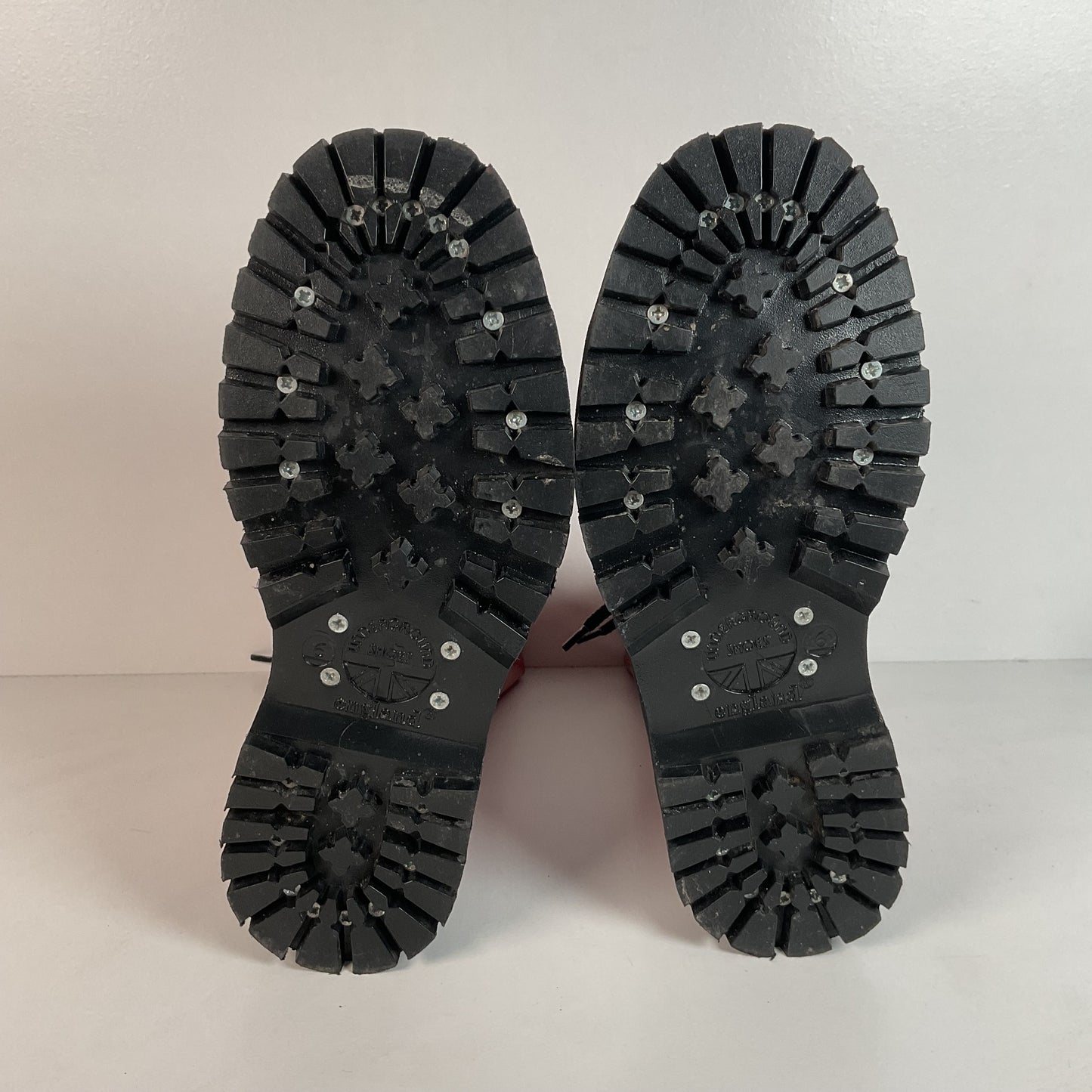 Underground England Lace Up Boots | Safety Toe | Cherry Red Patent | UK 6 | US 8