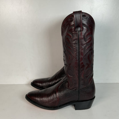 Dan Post Black Cherry Teju Lizard Cowboy Boots 8 D