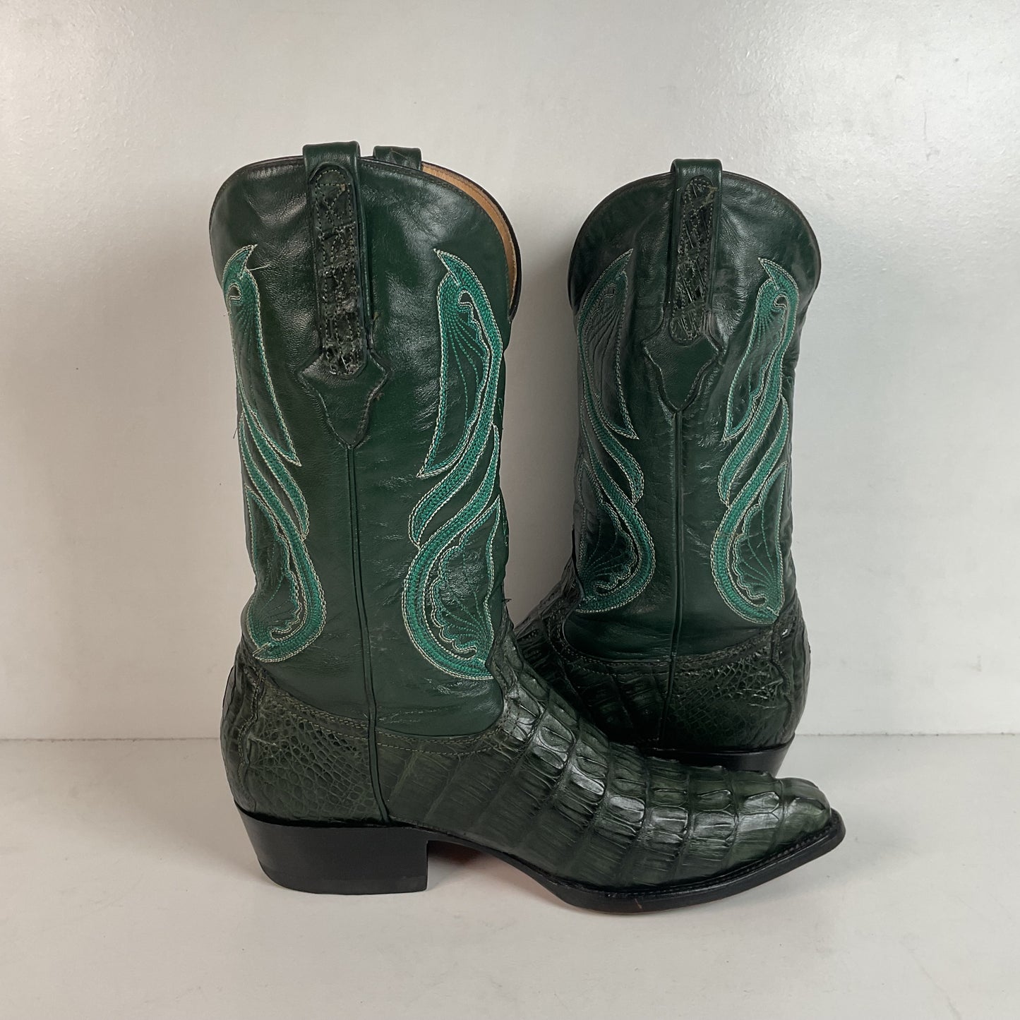 Cuadra Emerald Green Caiman Cowboy Boots 9.5 Exotic Tail Cut