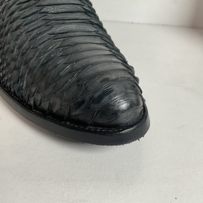 Vintage Nocona Dark Blue Python Snakeskin Cowboy Boots 12 D USA Made