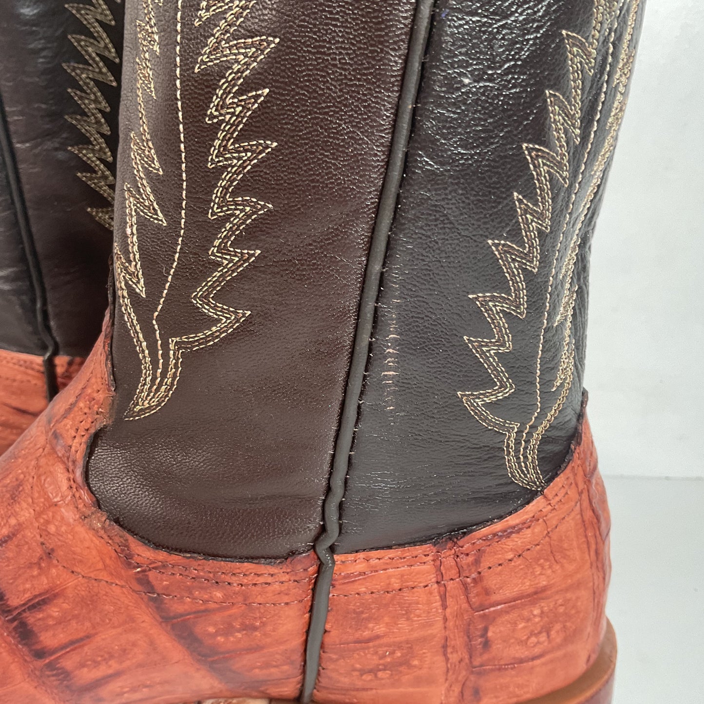 Fenoglio Large Scale Crocodile Cowboy Boots 8.5 E USA Made Exotic Factory Second