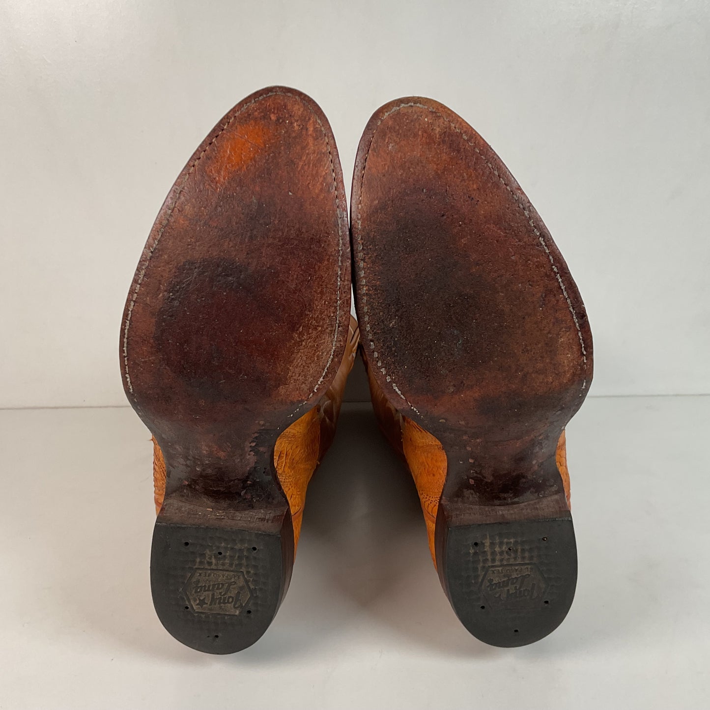 Tony Lama Ostrich Leg Patchwork Cowboy Boots 10 D Gold Label Thrashed