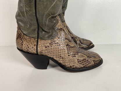 Vintage Justin Butterfly Cowgirl Boots | Snakeskin Inlay | USA Made | Women’s 5 B