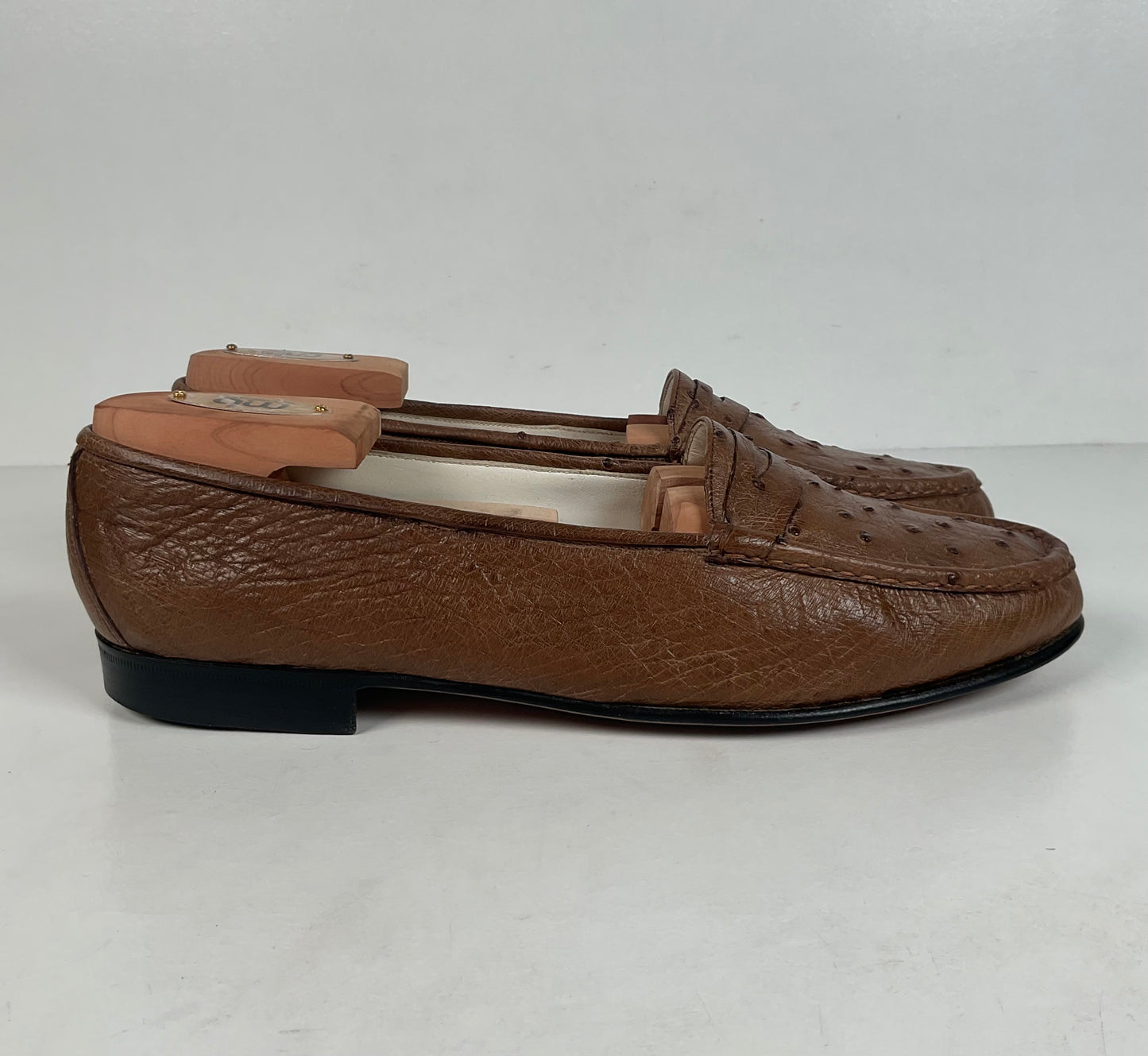 Helene Arpels Ostrich Quill Penny Loafers | Exotic | Brown | 10.5 B