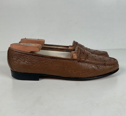 Helene Arpels Ostrich Quill Penny Loafers | Exotic | Brown | 10.5 B