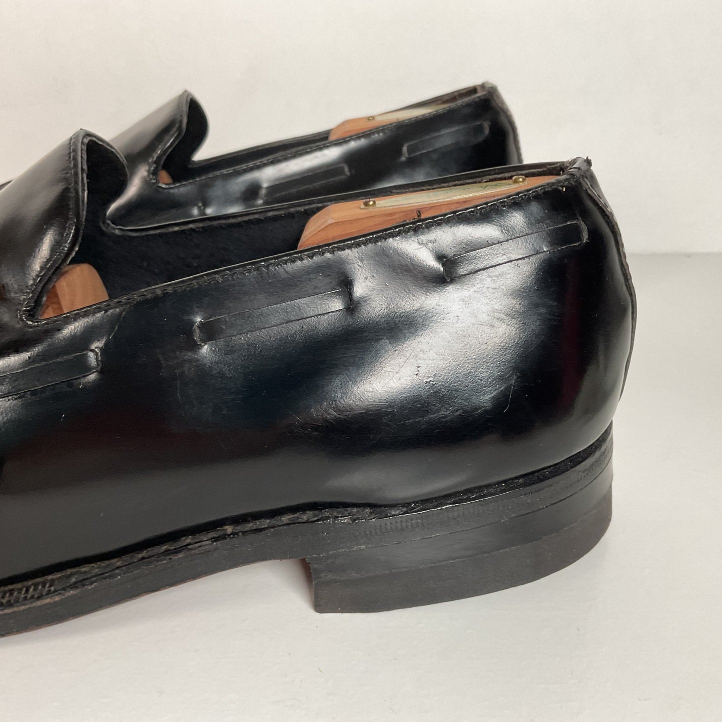 Vintage Florsheim Tassel Loafers | USA Made | Black Veal | High Shine | 10 EEE