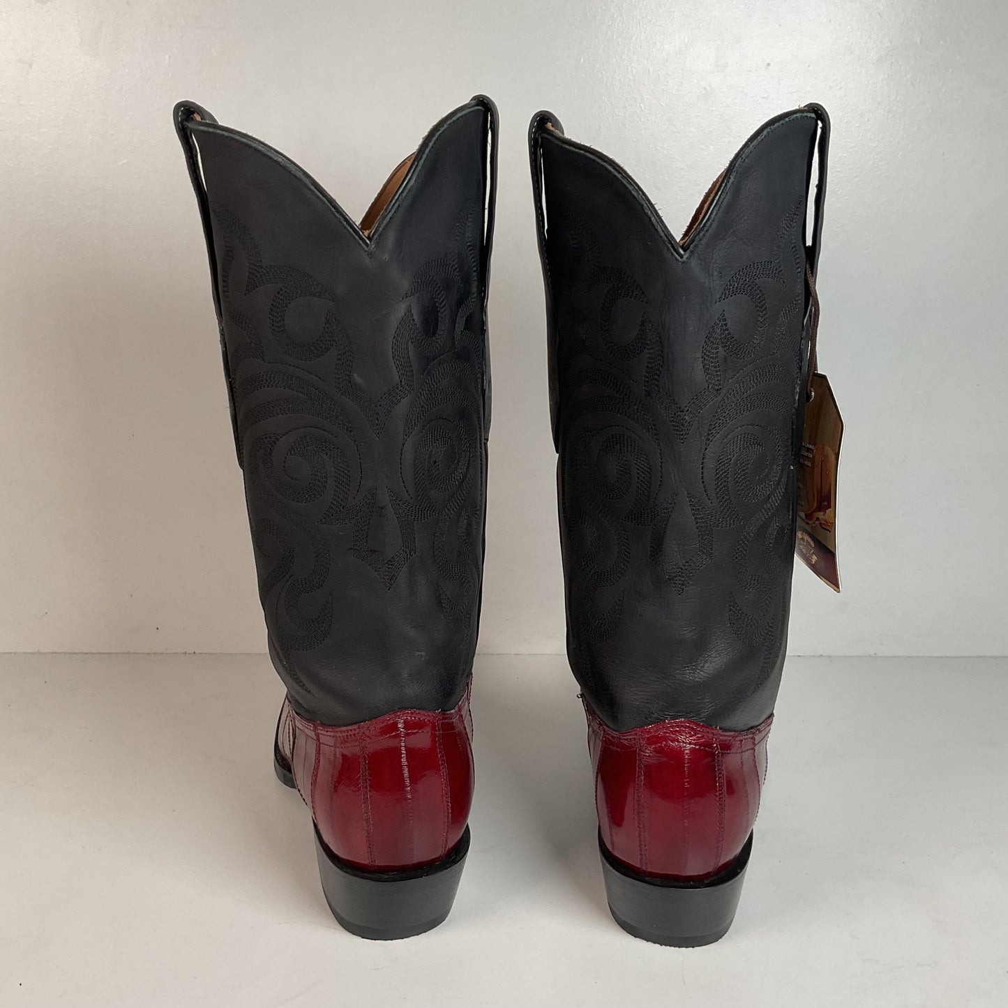 Los Altos Eel Skin Cowboy Boots 10 D Burgundy Exotic
