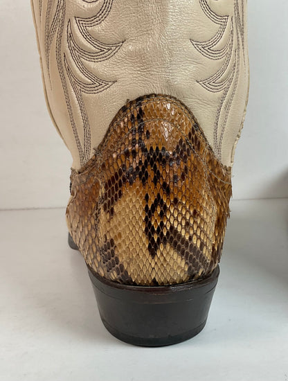 Vintage Laredo Front Cut Python Cowboy Boots 12 D USA Made Snakeskin