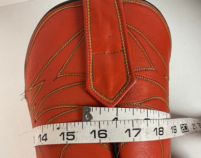 Custom Square Toe Cowboy Boots | Orange Shaft | Black Calf Vamp | Men’s 11 Wide