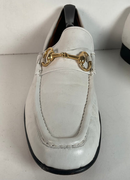 Vintage Johnston Murphy Aristocraft White Moccasin Loafers 10.5 Narrow USA Made