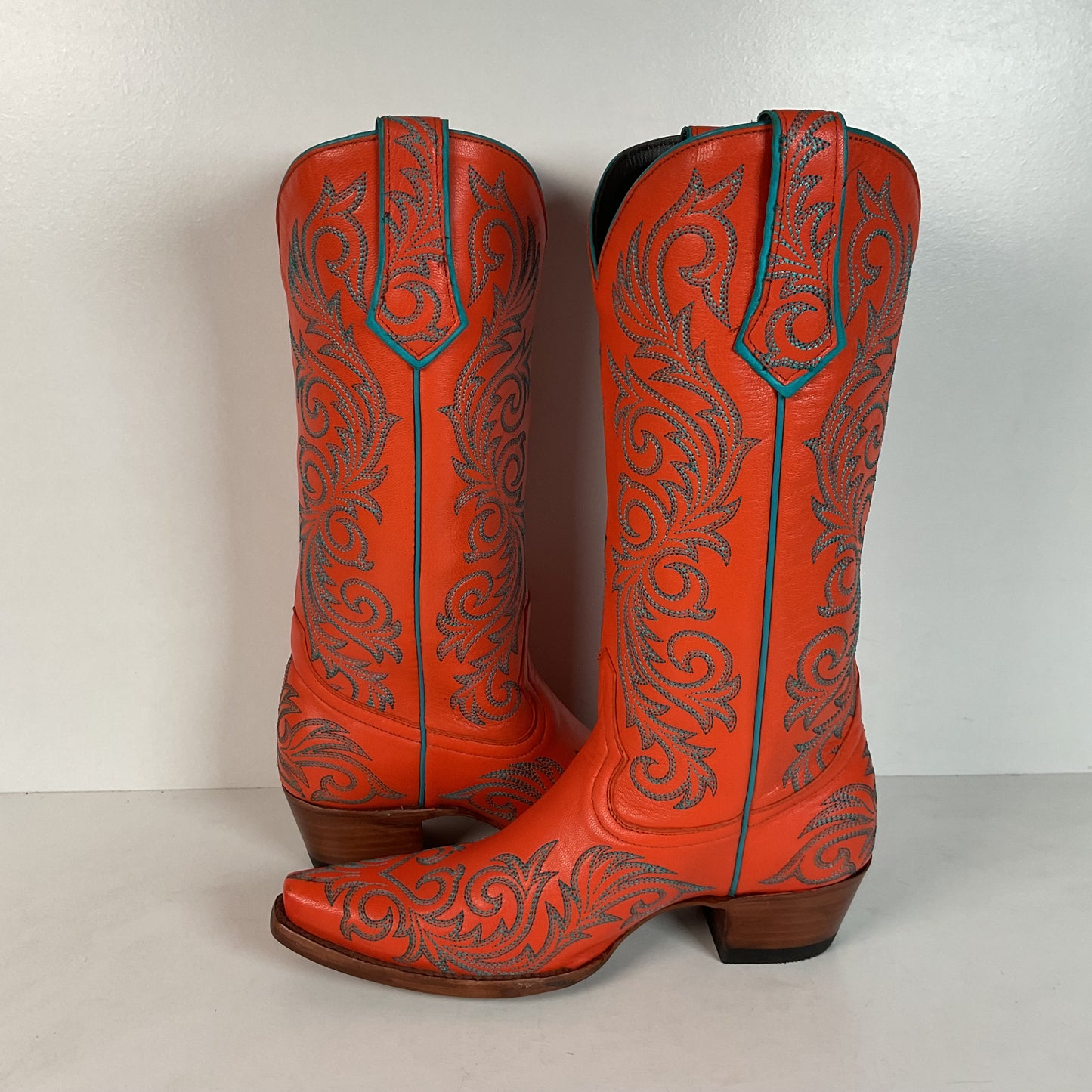 Allen’s Azulado Cowgirl Boots | Bright Orange | Women’s 7 B