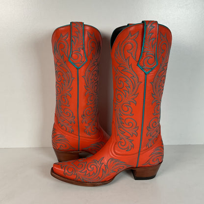 Allen’s Azulado Cowgirl Boots | Bright Orange | Women’s 7 B
