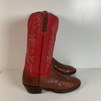 Lucchese 2000 Ostrich Quill Cowboy Boots | Exotic | Tooled Inlay | Men’s 8.5 D