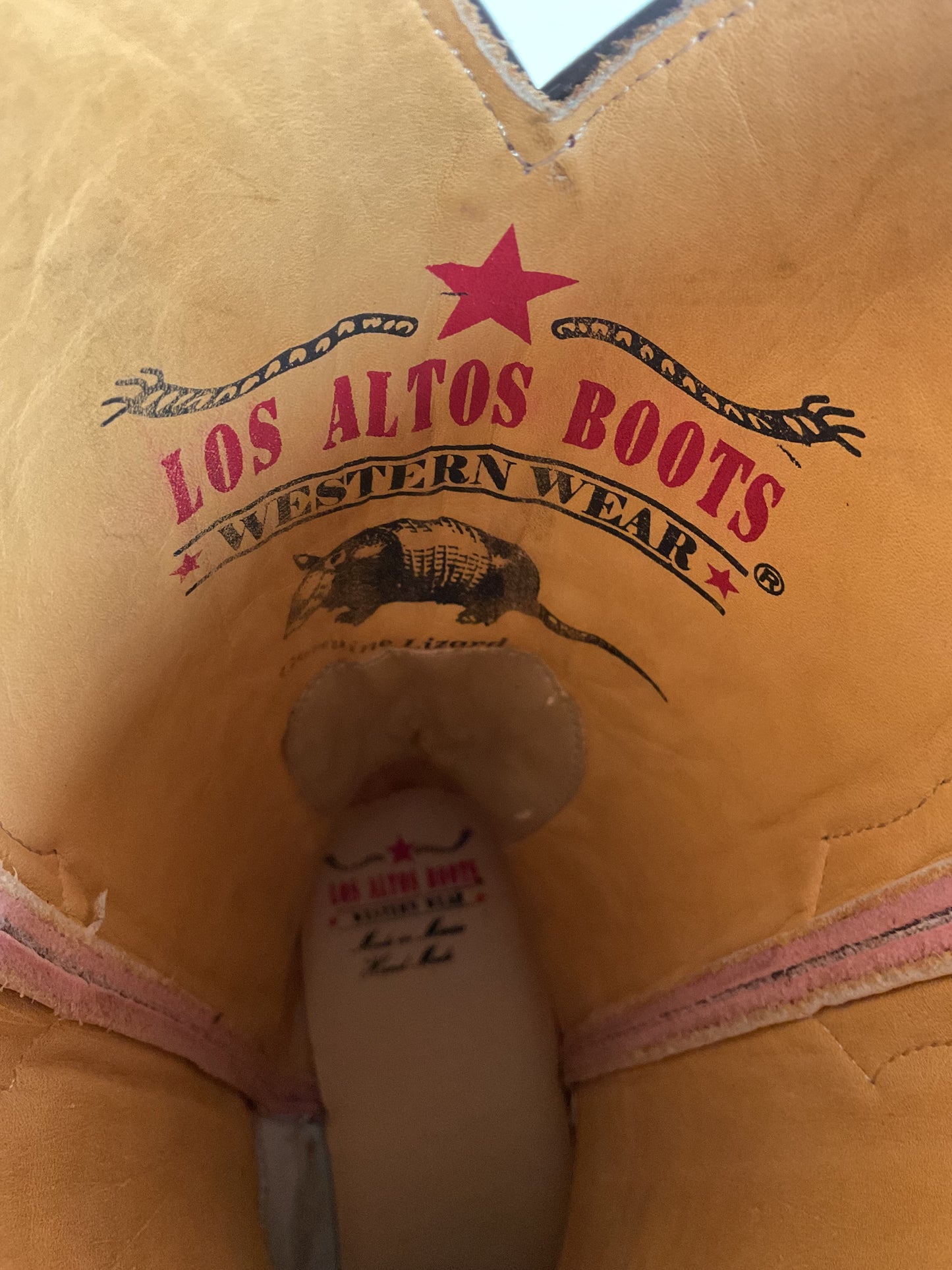 Los Altos Tulip Flower Cowgirl Boots 8 M Crème Lizard Vamp