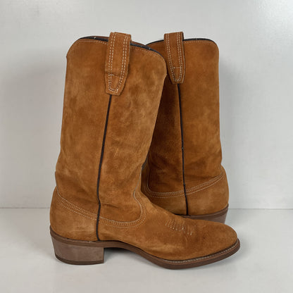 Vintage Wolverine Full Suede Cowgirl Boots 8 M Harvest Wheat Vibram