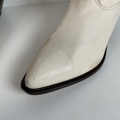 Vintage Zodiac Native Fringe Cowgirl Boots | USA Made | White | Women’s 9 M