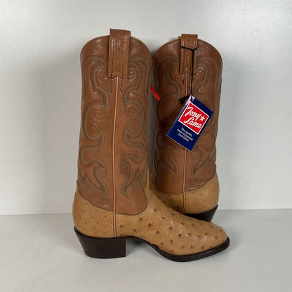 Tony Lama Full Quill Ostrich Cowboy Boots | USA Made | Men’s 6 EE | Women’s 7