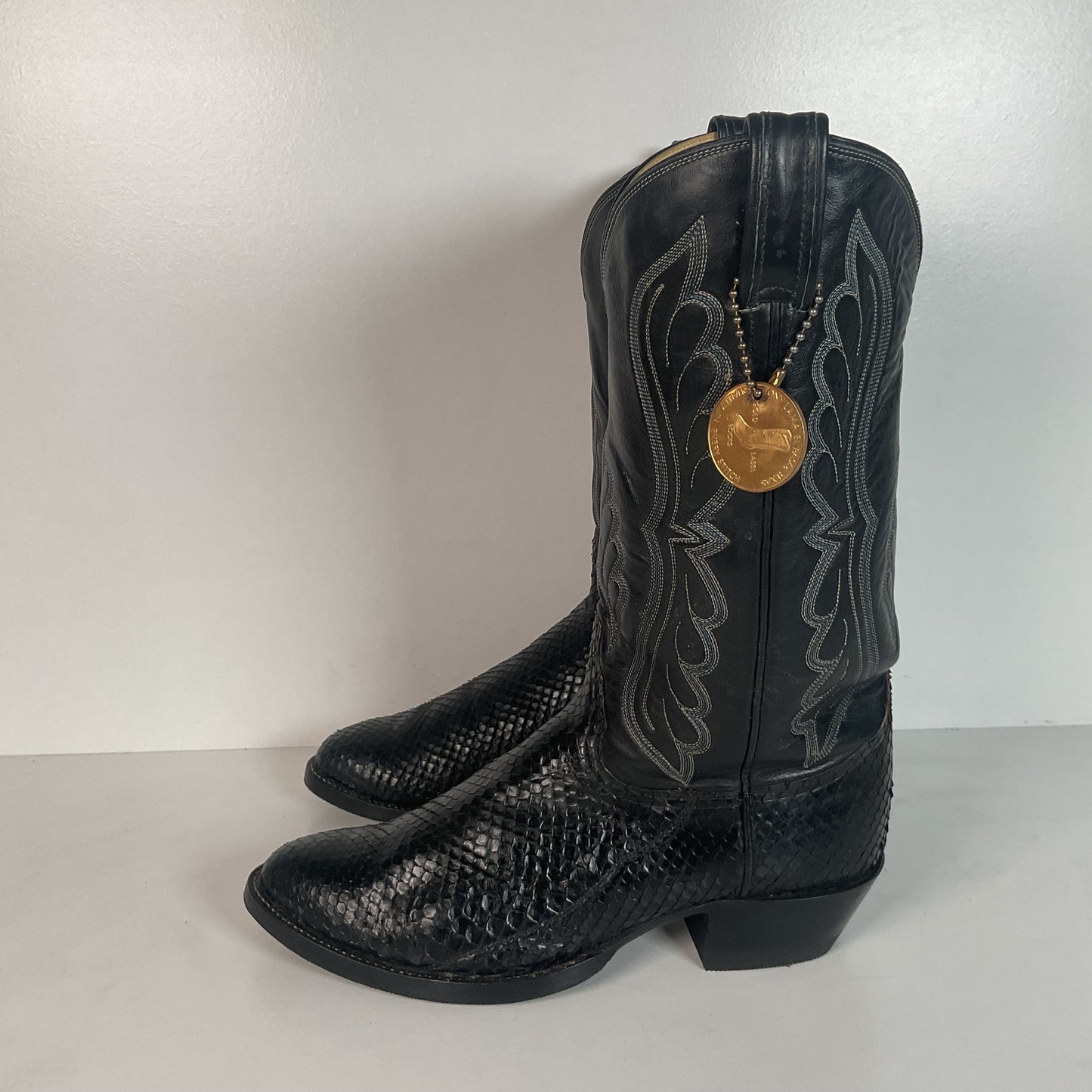 Vintage Tony Lama Anaconda Cowboy Boots | Snakeskin | Gold Label | Exotic | 9 D