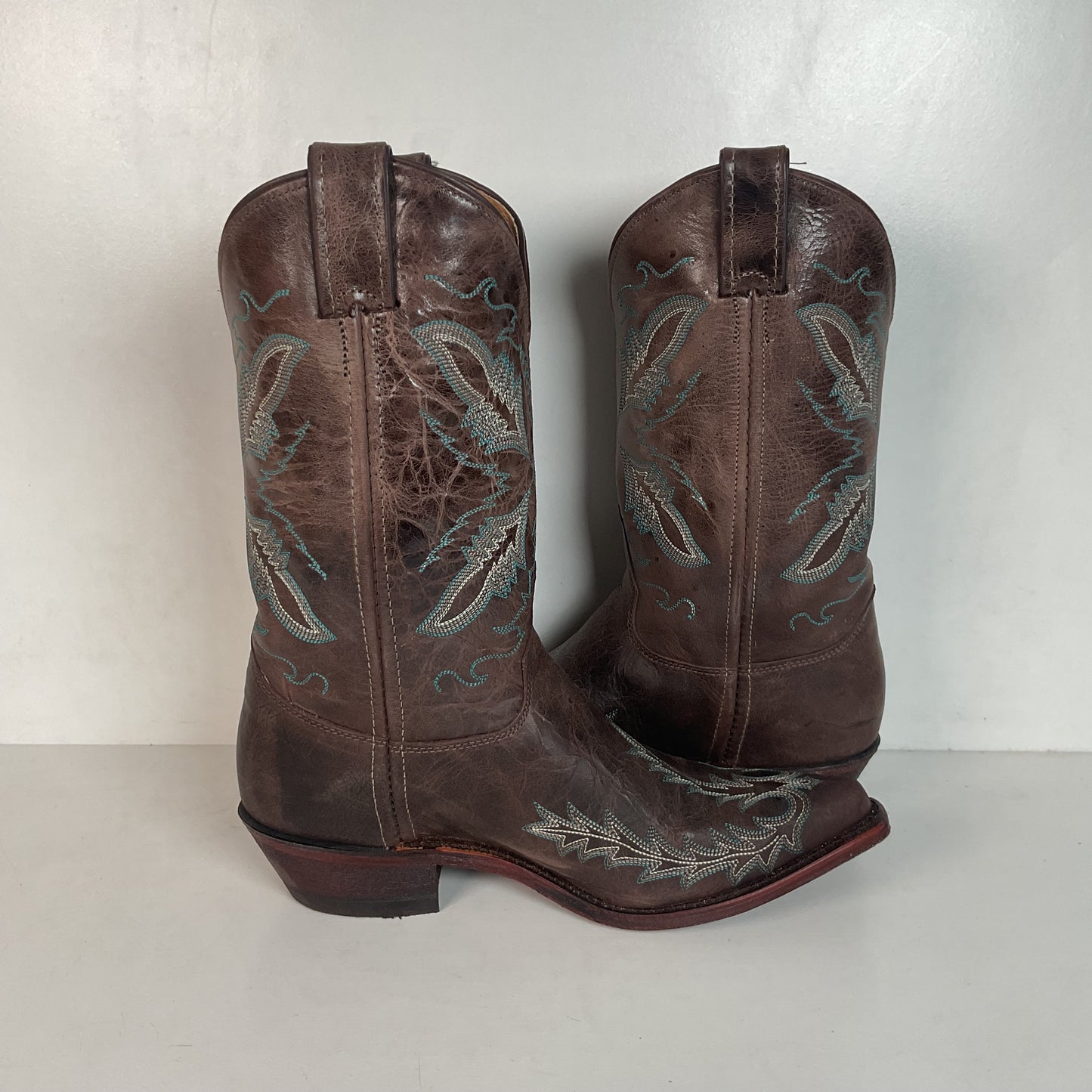 Justin Women’s Bent Rail Cowgirl Boots 9 B Distressed Chocolate Puma