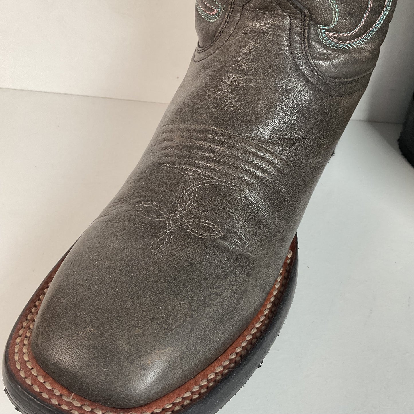 Lucchese Women’s Grey Cowgirl Boots 8.5 B Square Toe Recraft