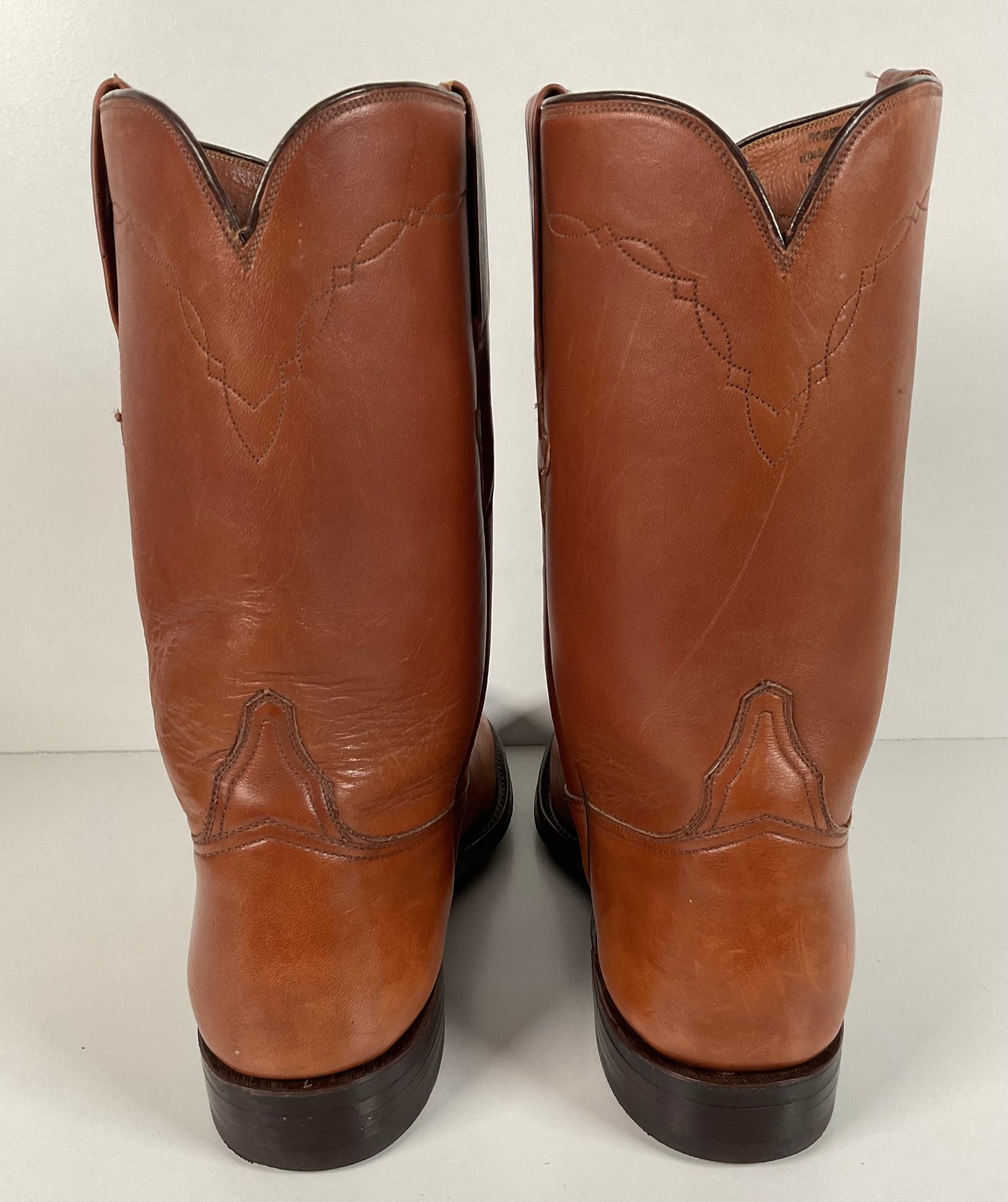 Vintage Lucchese Brown Roper Boots 8.5 D USA Made Goodyear