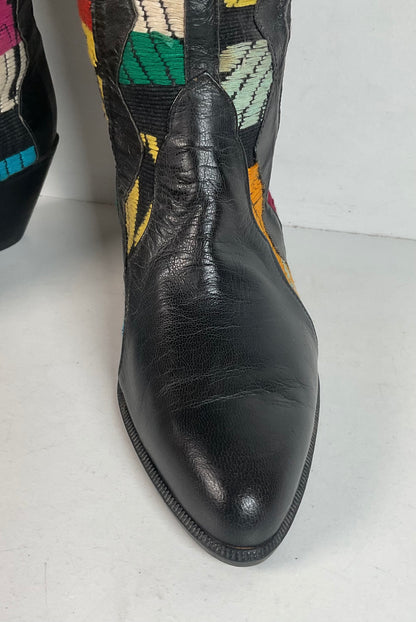 Tony Lama’s Hyer Cowgirl Boots 8 C Southwestern Aztec Woven Inlays