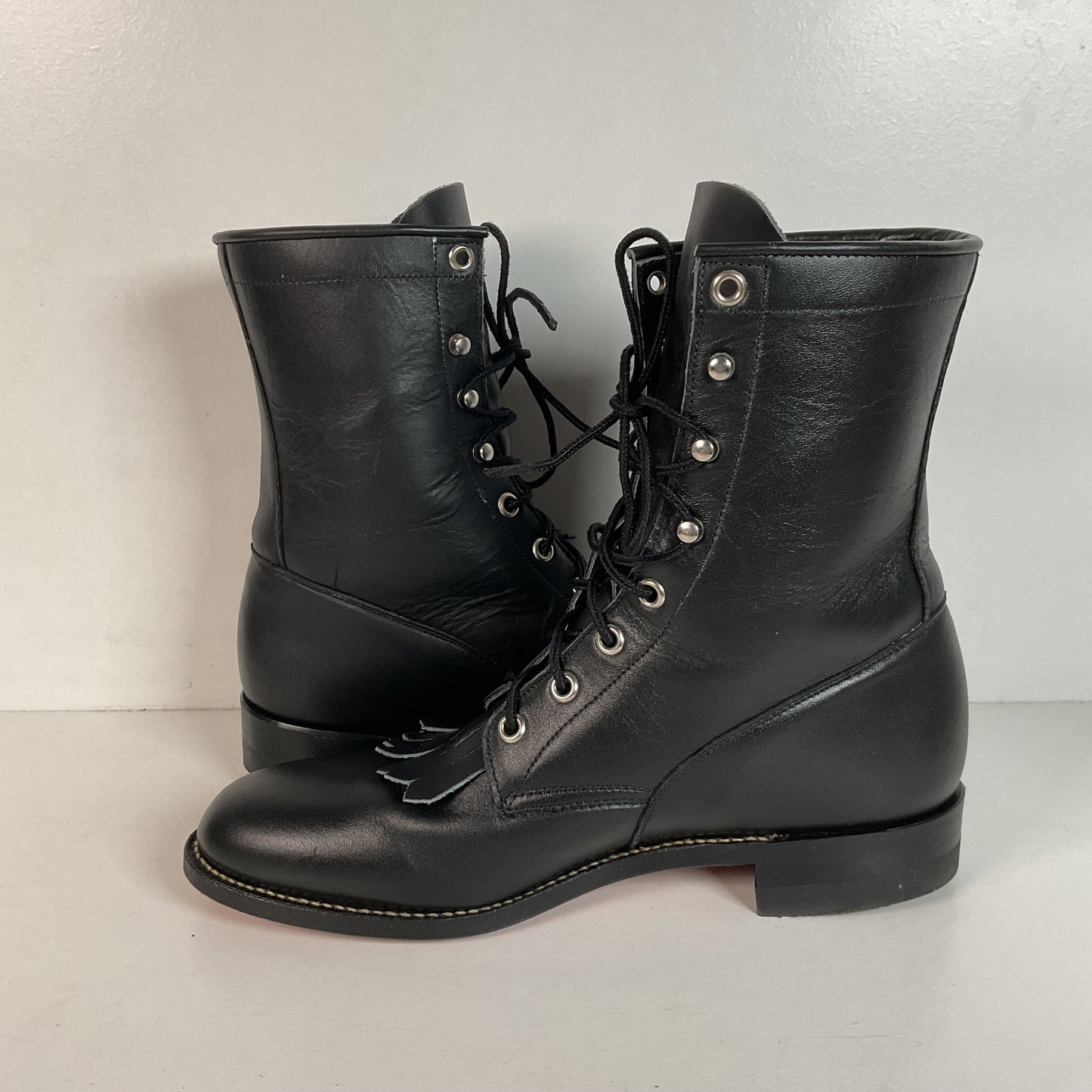 Justin Women’s Kiltie Packer Boots 8 B USA Made Lace Up