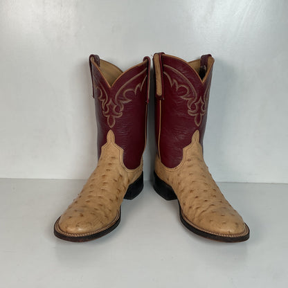 Anderson Bean Ostrich Quill Roper Boots Men’s 8 B | Women’s 9 Exotic USA Made