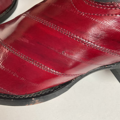 Los Altos Eel Skin Cowboy Boots 10 D Burgundy Exotic