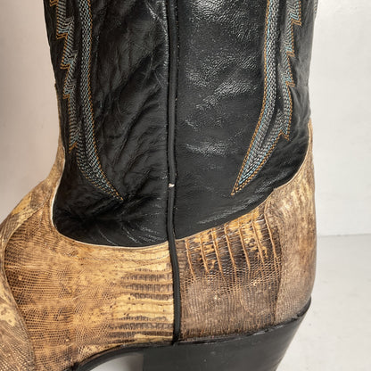 Vintage Tony Lama Natural Lizard Cowboy Boots 8.5 D USA Made